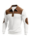 Maglione Jacquard a Maniche Lunghe da Uomo per Autunno-Inverno | Elegante Collo Alto, Zip Frontale, Strisce a Blocchi di Colore, Tunica Casual per il Weekend, Spessa