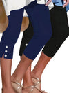 Pantaloni Capri Slim con Bottoni a Contrasto