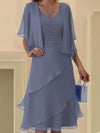 Daria™ – Abito Chiffon Taglie Forti con Scollo a V & Volant