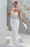 ABITO LUNGO DRAPEATO CON SCHIENA CORSET