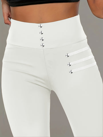 Leggings a Vita Alta con Dettaglio di Perline