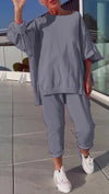 Teresa | Completo due pezzi da donna con top a scollo rotondo e pantaloni