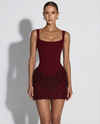 ABITO MINI CORSET CON GONNA TEXTURIZZATA