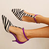 Savana™ | Scarpe con tacco a stampa zebra e tacco viola