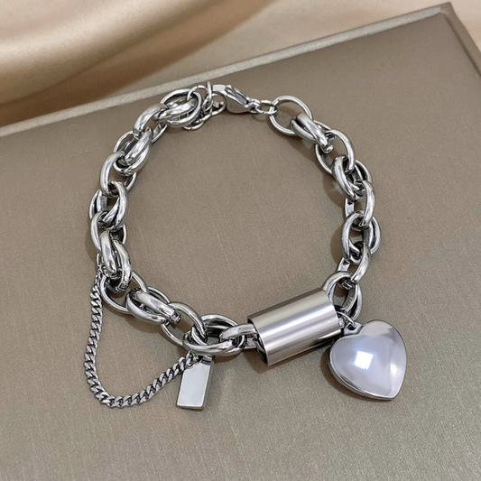 Isa - Bracciale Chunky con Cuore in Oro 18k