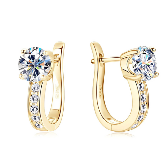 Huldra - Orecchini Huggie con Moissanite in Oro 18k