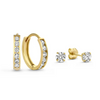 Naja - Set di Orecchini con Pietre Brillanti in Oro 14k