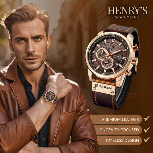Orologio Elegante al Quarzo con Cinturino in Pelle