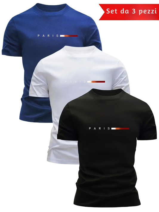Set 3 T-Shirt Uomo Paris Traspiranti