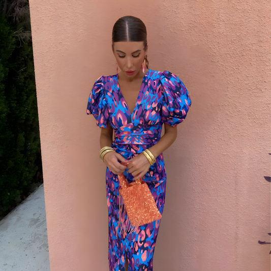 Federica | Vestito colorato con maniche arricciate