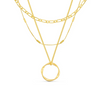 Aya - Collana a tre strati con pendente circolare aperto in oro 18k