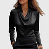 Sylvie | Blusa con lucentezza lussuosa e scollatura plissettata