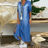 Lea | Abito lungo in denim con spacco laterale