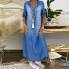 Lea | Abito lungo in denim con spacco laterale