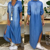 Lea | Abito lungo in denim con spacco laterale