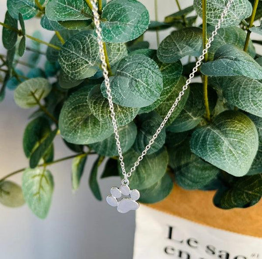 Elegante ciondolo d'argento con zampe su collana