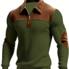 Maglione Jacquard a Maniche Lunghe da Uomo per Autunno-Inverno | Elegante Collo Alto, Zip Frontale, Strisce a Blocchi di Colore, Tunica Casual per il Weekend, Spessa