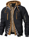 Giacca da Uomo con Cappuccio in Colore Unito - Giacca con Zip in Vestibilità Larga, Con Zip Frontale a Lunghezza Completa, Foderata per Primavera/Autunno/Inverno, Abbigliamento Casual (Nessuna Cintura Richiesta)