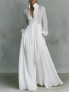 Abito Maxi Minimalista in Cotone e Lino con Patchwork