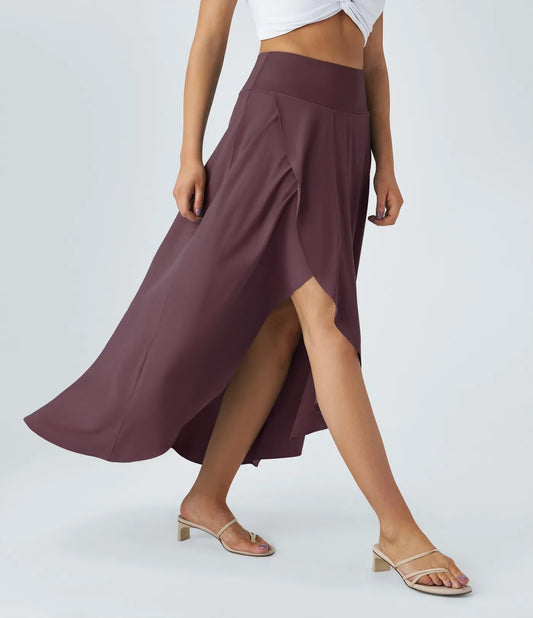 Natalia | Gonna Elegante e Confortevole con Spacco Viola Scuro