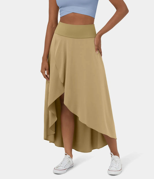 Natalia | Gonna Elegante e Confortevole con Spacco Cachi