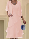 Daria™ – Abito Chiffon Taglie Forti con Scollo a V & Volant