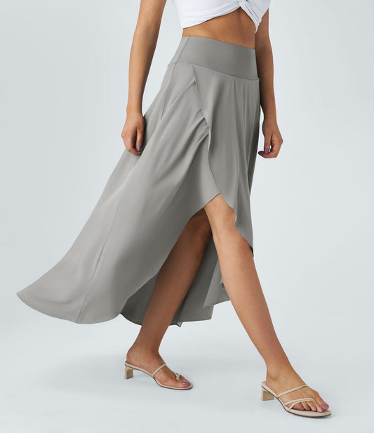Natalia | Gonna Elegante e Confortevole con Spacco Grigio