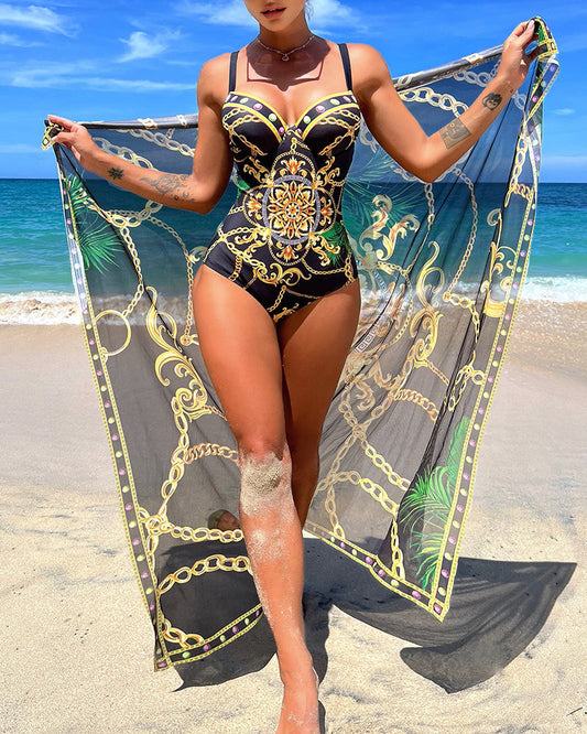 Marina | Costume Intero Push-up con Gonna da Spiaggia