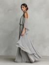 Completo Chiffon Grigio Donna Spalle Nude e Silhouette Svasata