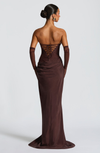 ABITO LUNGO DRAPEATO CON SCHIENA CORSET