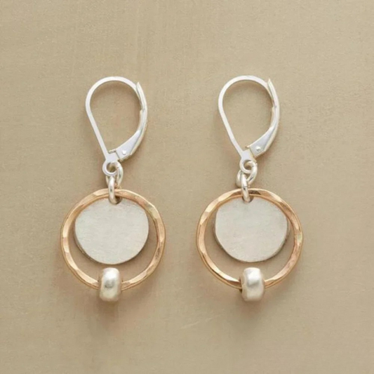 Orecchini vintage in oro e argento con perle