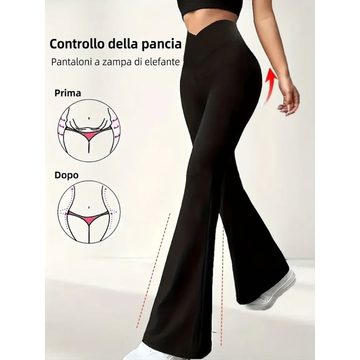 Pantaloni Flared a Vita Alta in Nero