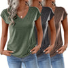 Set di Tre T-Shirt V-Neck a Colori Pieni Realizzate in Colorato per Primavera e Estate