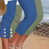 Pantaloni Capri Slim con Bottoni a Contrasto