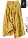Pantaloni Cropped in Lino a Gamba Larga