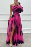 Annalise - Abito Maxi Plissettato con Spalla Scoperta