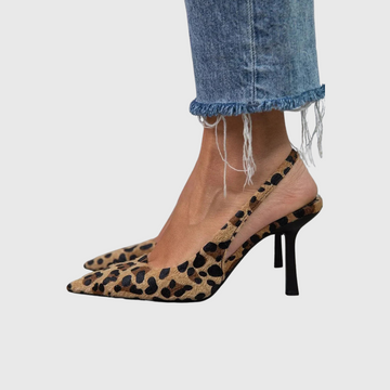 Seda - Tacchi Stiletto Khaki con Punta Azzurra e Stampa Leopardo
