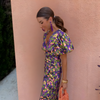 Federica | Vestito colorato con maniche arricciate