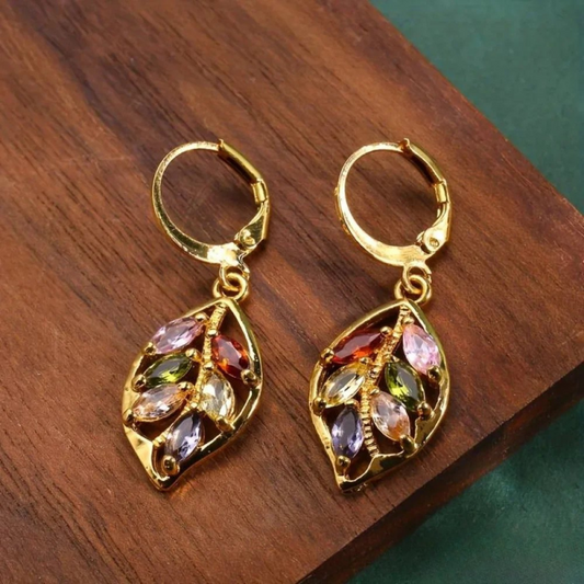 Orecchini Vintage Dorati con Zirkonia Colorata