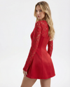 VESTITO MINI SATINATO CON MANICHE IN PIZZO