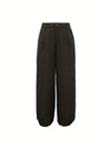 Pantaloni Palazzo a Vita Alta Marrone Scuro