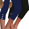 Pantaloni Capri Slim con Bottoni a Contrasto