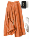 Pantaloni Cropped in Lino a Gamba Larga