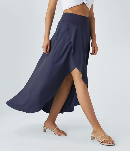 Natalia | Gonna Elegante e Confortevole con Spacco Blu Scuro