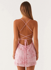 VESTITO MINI RICAMATO CON SCHIENA INCROCIATA