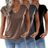 Set di Tre T-Shirt V-Neck a Colori Pieni Realizzate in Colorato per Primavera e Estate