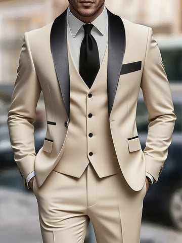 Completo da Uomo 3 Pezzi - Giacca - Gilet - Pantaloni - Cravatta Formale - Completo da Sposa - Gilet - Uniforme da Lavoro - Regalo di Natale