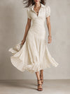 Adriana ∙ Vestito midi satinato a righe retrò