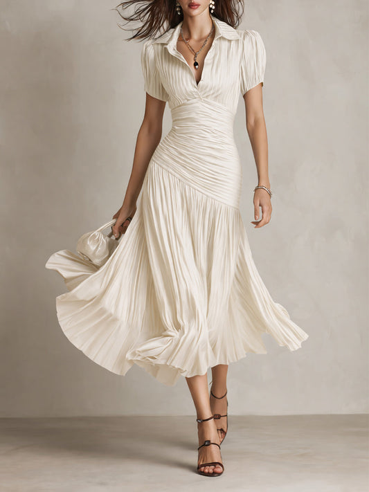 Adriana ∙ Vestito midi satinato a righe retrò