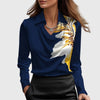 Sylvie | Blusa con lucentezza lussuosa e scollatura plissettata